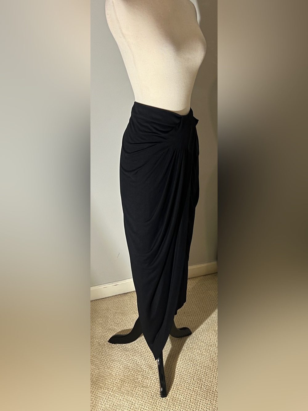 Helmut Lang Black Draped Midi Skirt - Picture 5 of 9